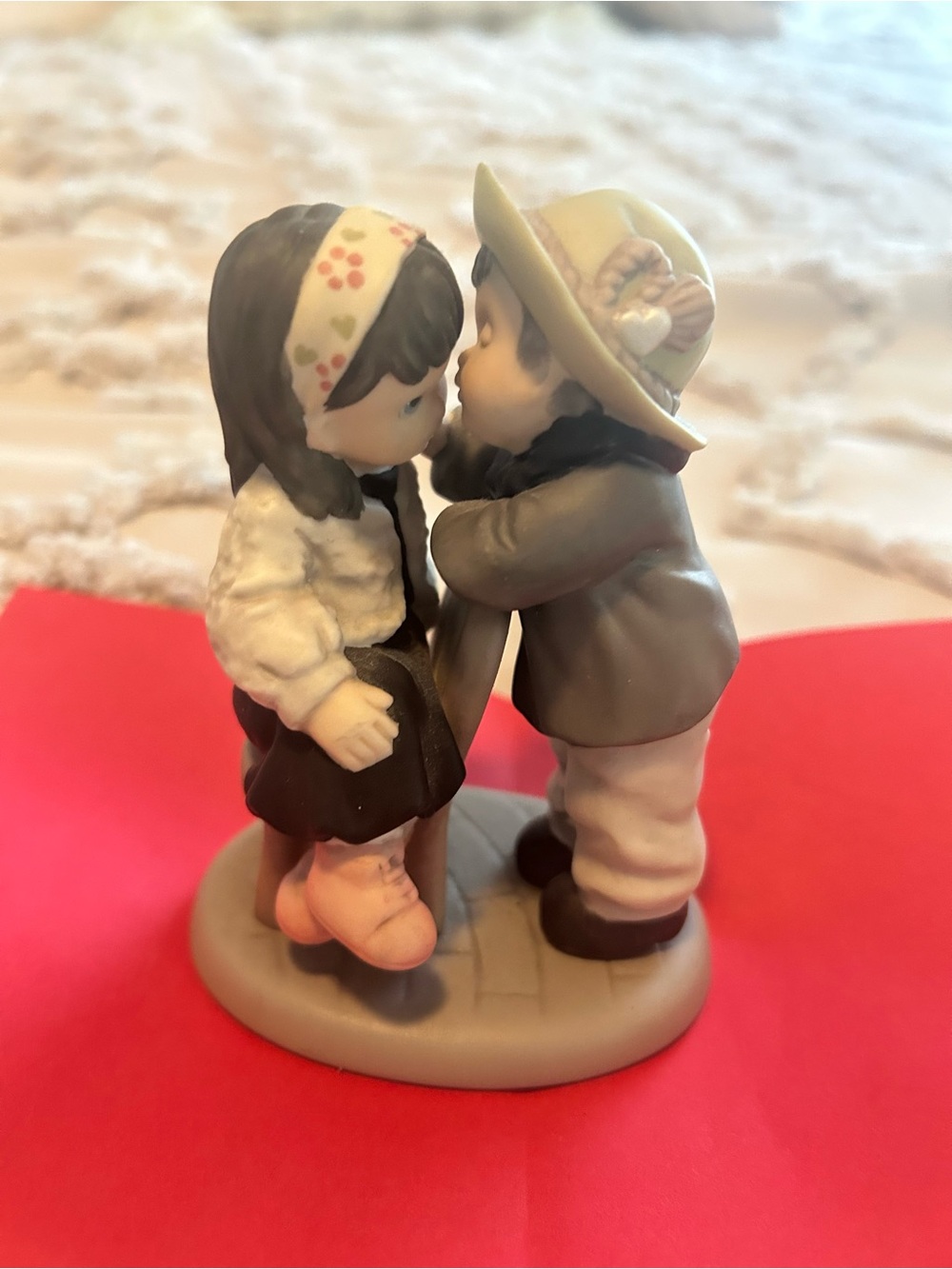 “Pretty as a Picture “Hand-Painted Boy and Girl Figurine - Cream, Pink, Brown